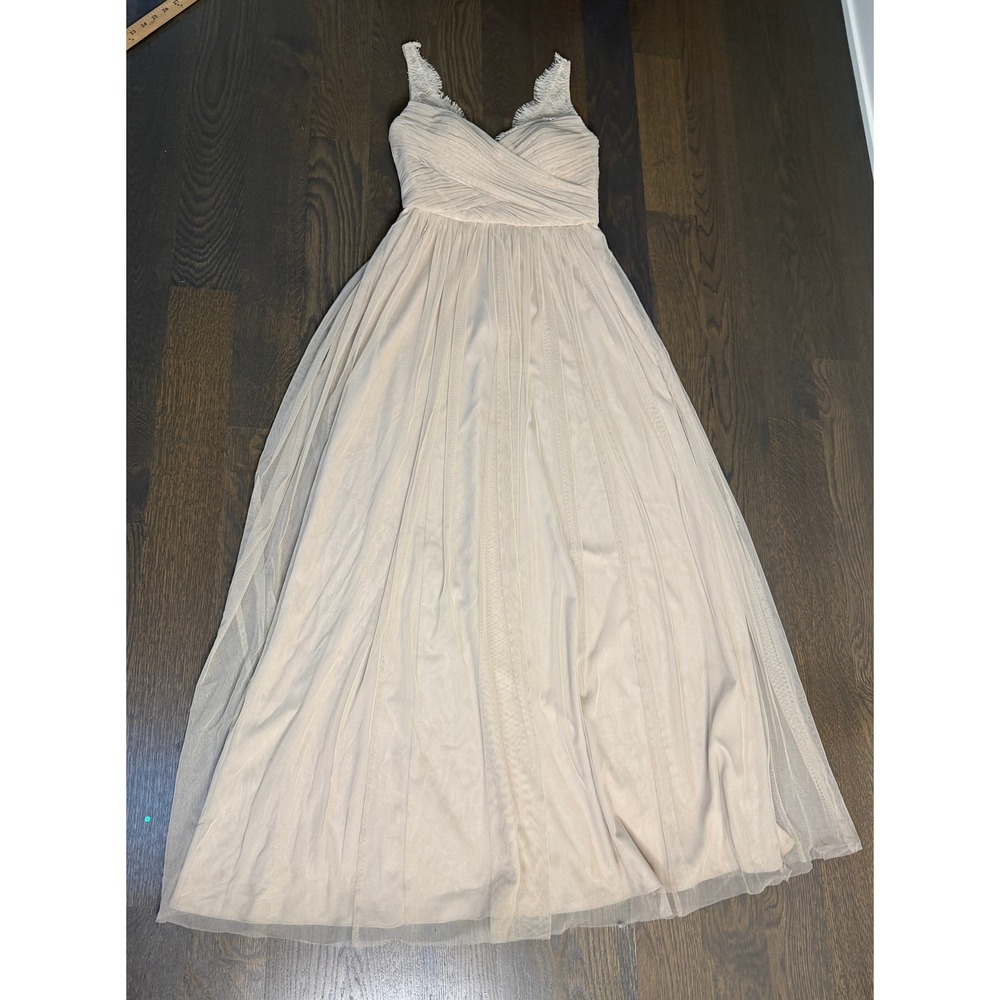 Hitherto BHLDN Tulle Lace Maxi Gown Dress Champagne Tan Romantic Fairy 6 - Picture 4 of 8